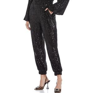 Gianni Bini Tatiana Sequin Coordinating Jogger Pants in black